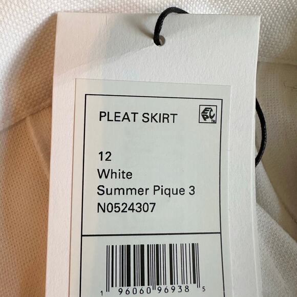 Theory Summer Pique Pleated Mini Skirt Size 12 White Knit A-Line - Picture 6 of 10